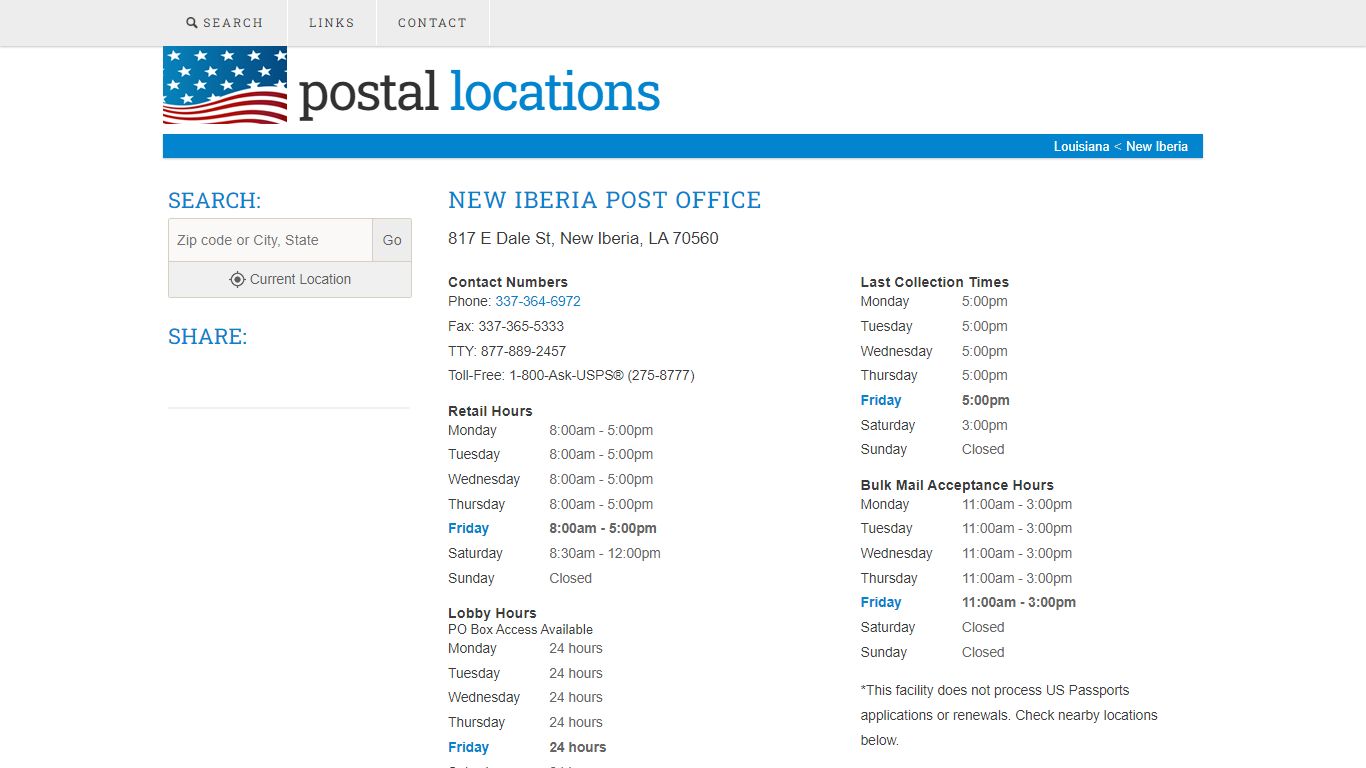 Post Office in New Iberia, LA - Hours and Location - Postal Locations